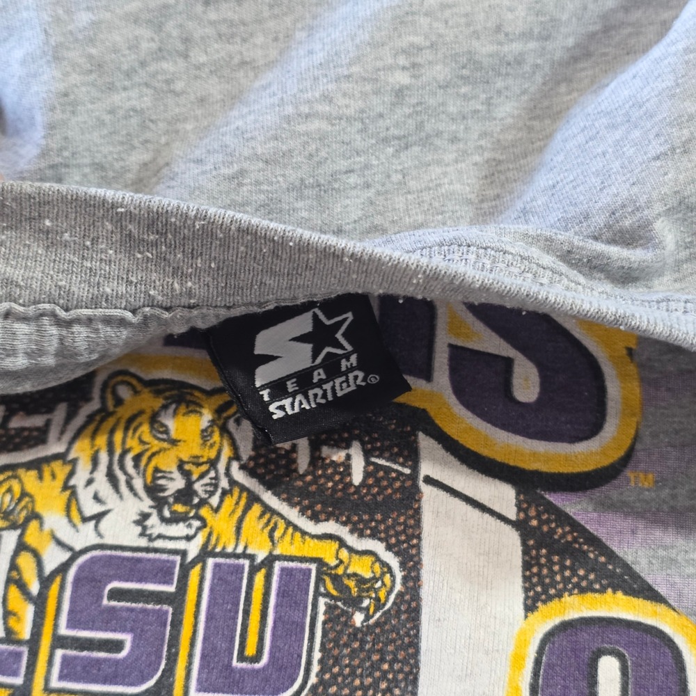 Starter LSU Tigers 2003 National Champions T-Shirt Gray Mens 2XL Sugar Bowl NCAA - Picture 9 of 9